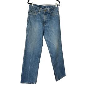 Mens Denim Blue Jeans 5 Pocket Size 32 X 30 Straight Leg Medium Wash